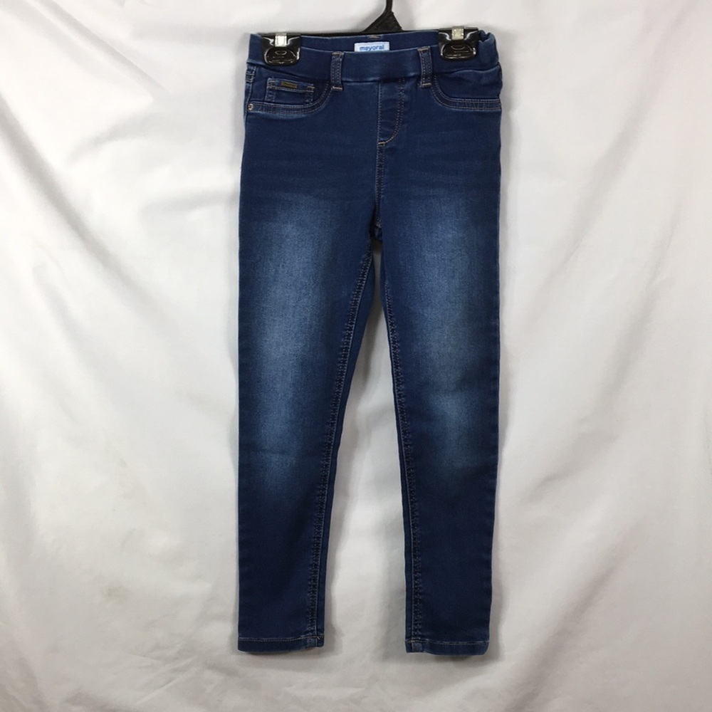 Mayoral Girls Straight Leg Medium Blue Jeans Size 7 Like-New Condition